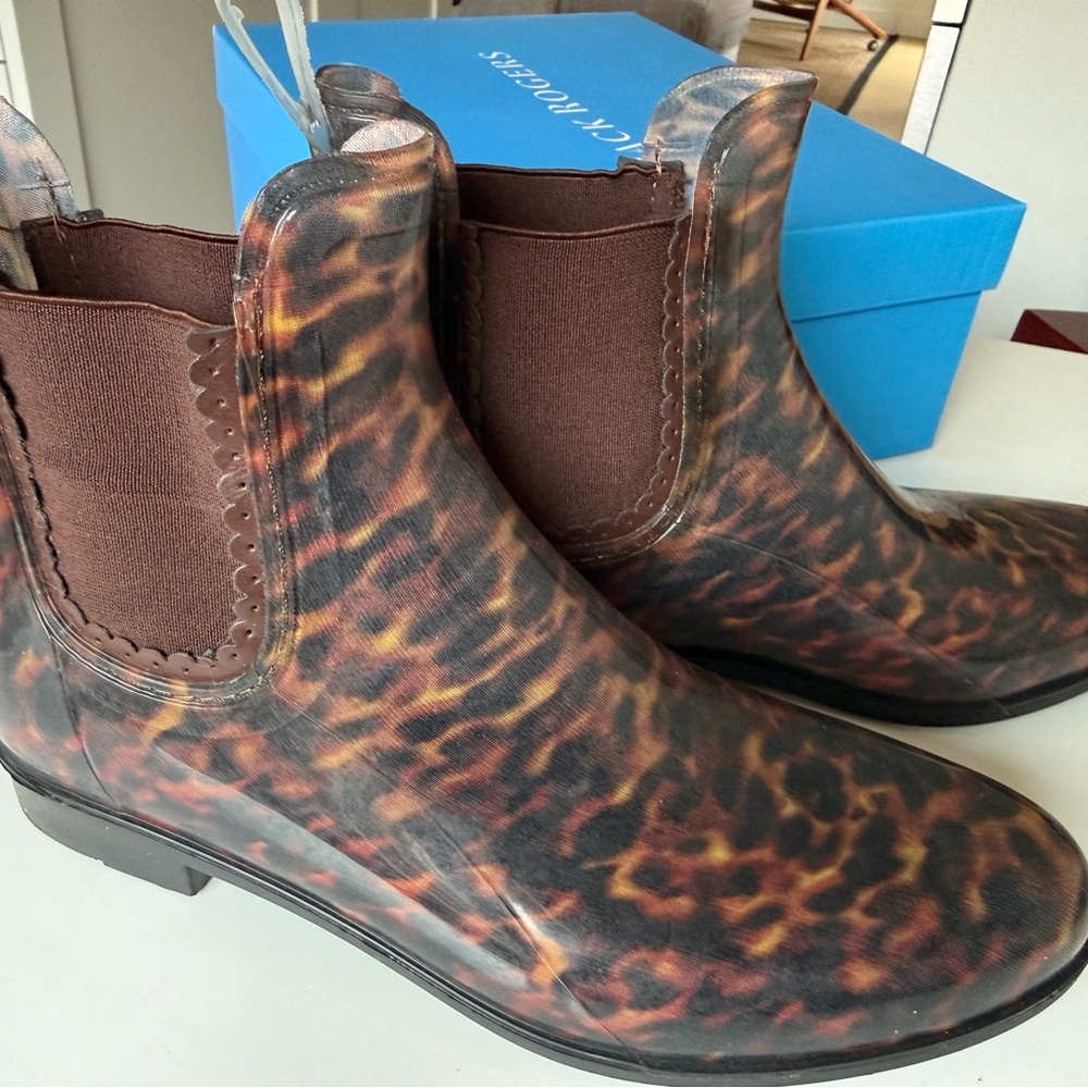 Jack Rogers Leopard Print Winter & Rain Boots